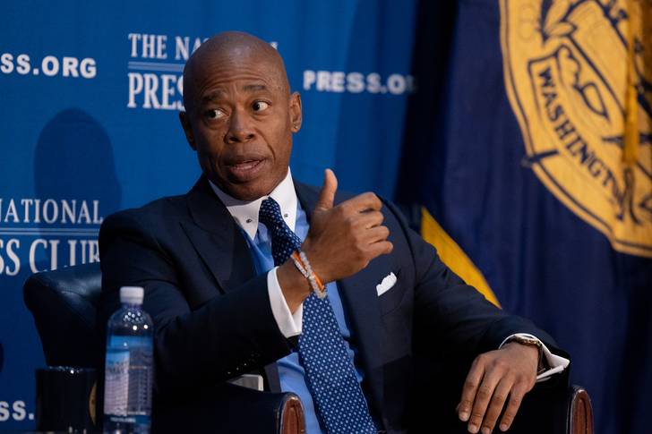 Mayor Eric Adams speaks at the National Press Club during a press conference on gun violence and other issues on September 13, 2022. The mayor released a statement on Wednesday saying the shelter system needs to be reassessed.